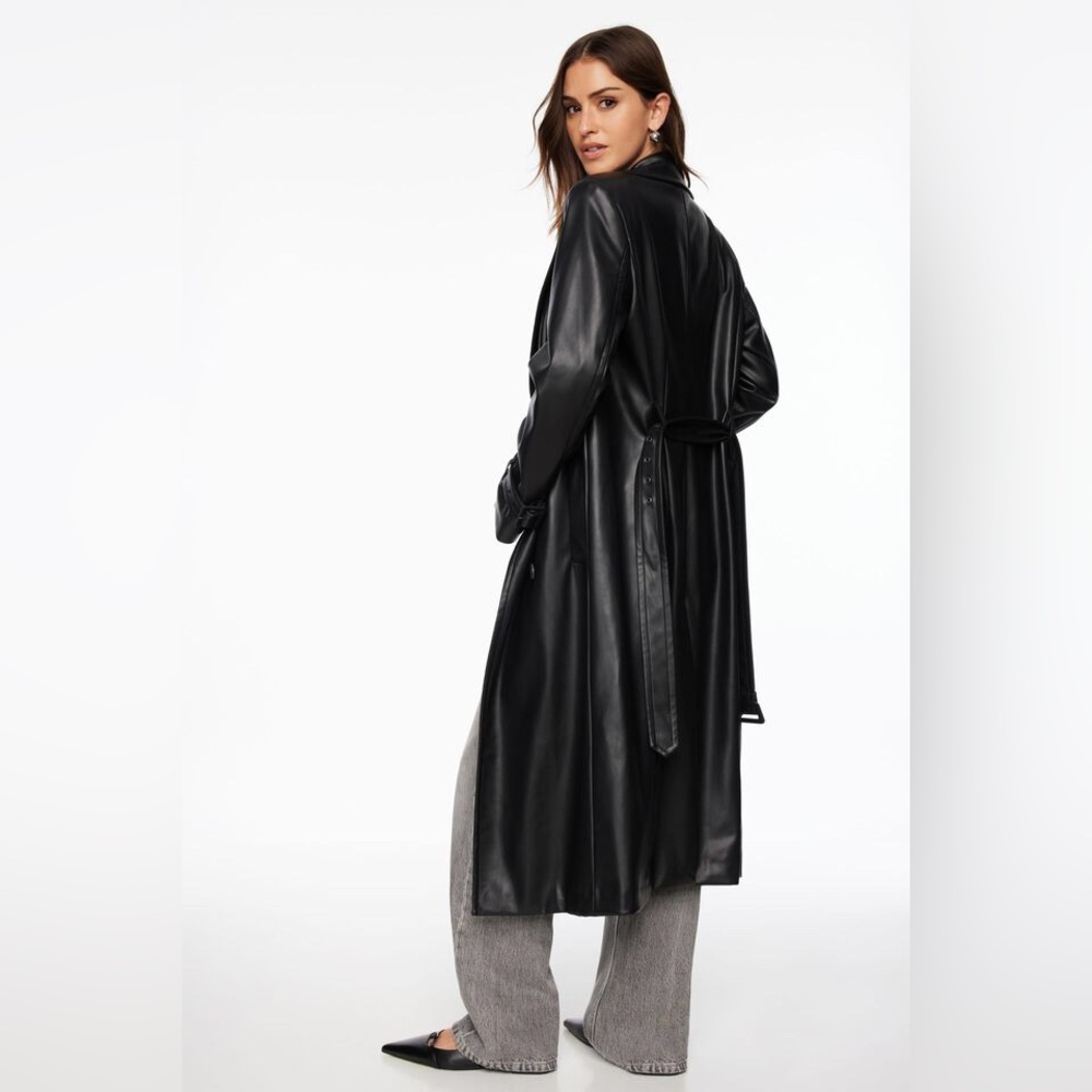 Dynamite Military Faux Leather Trench Coat - Picture 3 of 6